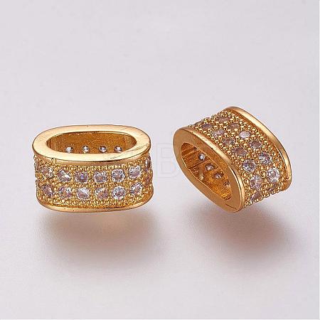 Brass Micro Pave Cubic Zirconia Slide Charms ZIRC-G091-58G-1