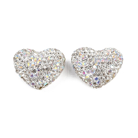 Heart Shaped Polymer Clay Rhinestone Beads CLAY-NH0002-02G-1