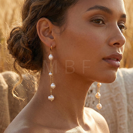 Nuggets 304 Stainless Steel Tassel Hoop Earrings XA0550-1