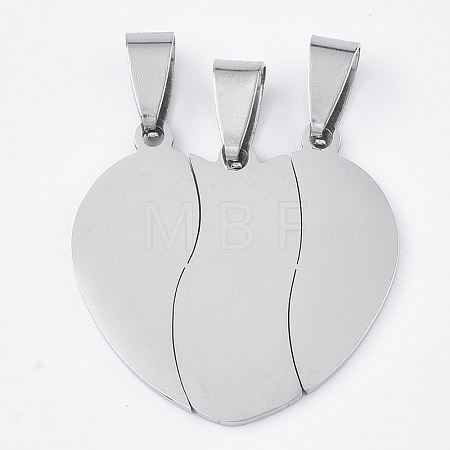 Tarnish Resistant 201 Stainless Steel Split Pendants STAS-T048-43-1