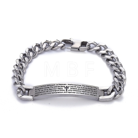 Tarnish Resistant Religion 304 Stainless Steel Cuban Link Chain Bracelets LS-BJEW-P263-H01-P-1