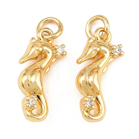 Brass Micro Pave Clear Cubic Zirconia Charms KK-Q085-04F-G-1