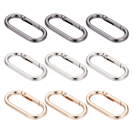9Pcs 3 Colors Zinc Alloy Spring Gate Rings FIND-OC0013-44-1