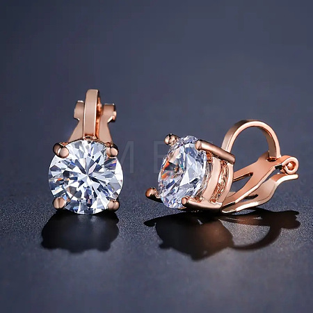 Brass Cubic Zirconia Clip-on Earrings WGE68B6-03-1