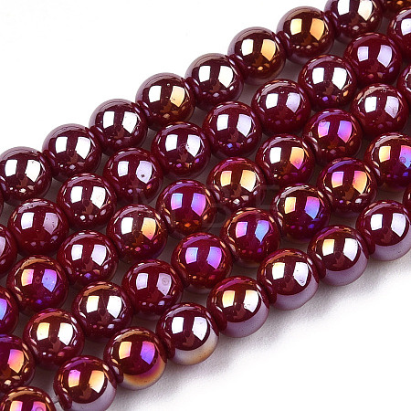 Electroplate Opaque Glass Beads Strands X-GLAA-T032-P4mm-AB05-1