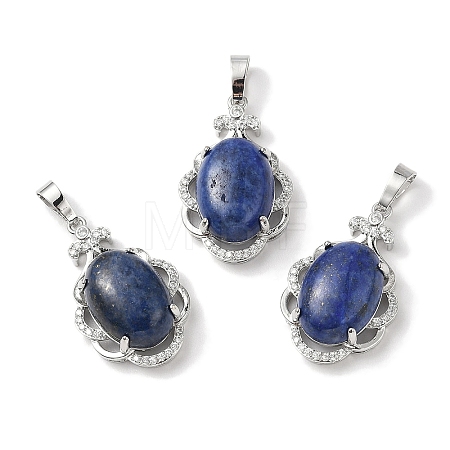 Natural Lapis Lazuli Dyed Oval Pendants G-NH0025-15P-25-1