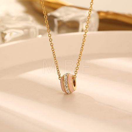 Round with Rhinestone Pendant Necklaces VA3109-1-1