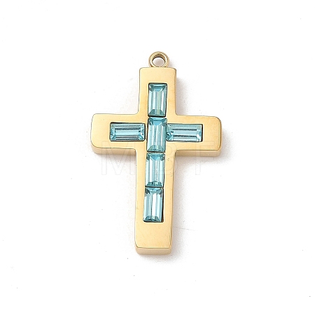 304 Stainless Steel Rhinestone Pendants STAS-L022-085G-04-1