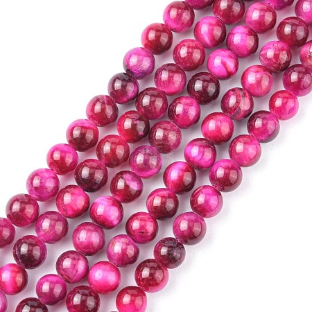 Natural Rose Tiger Eye Beads Strands G-G099-6mm-12-1