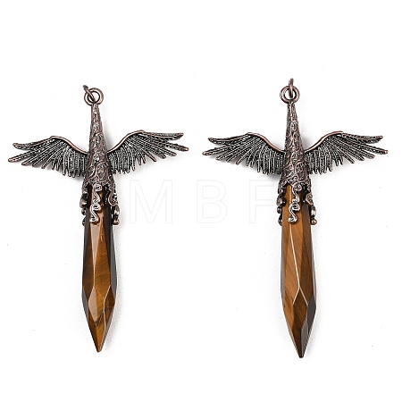 Natural Tiger Eye Faceted Pointed Bullet Shaped Big Pendants G-T145-01R-03-1