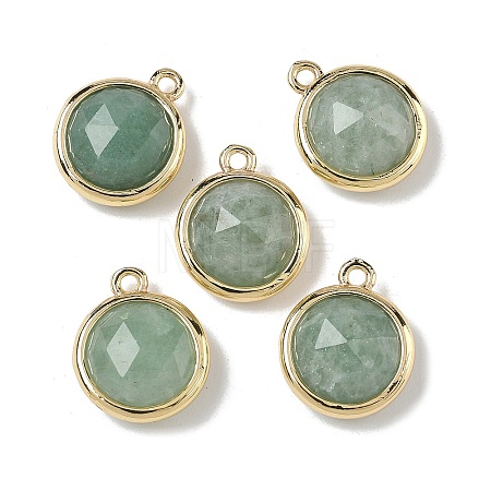 Natural Green Aventurine Faceted Flat Round Charms G-U028-03G-08-1