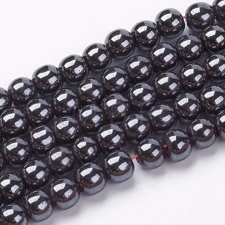 Non-Magnetic Synthetic Hematite Beads Strands G-H1624-6mm-2-1