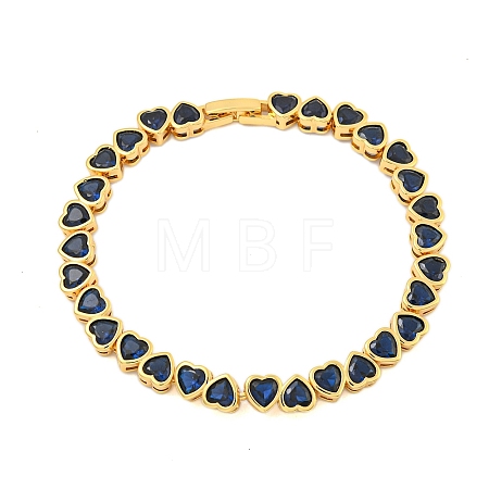 Rack Plating Brass Pave Cubic Zirconia Heart Link Bracelets BJEW-Q347-05G-02-1