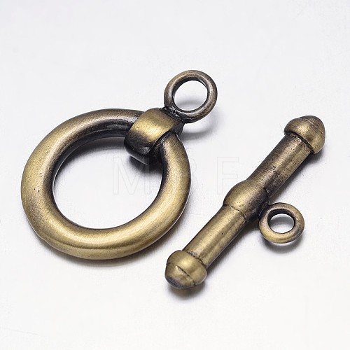 Brushed Antique Bronze Brass Toggle Clasps KK-E739-35AB-NF-1