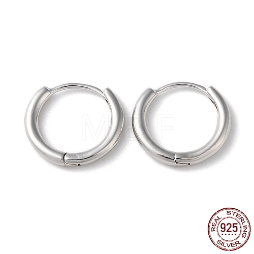 Rhodium Plated 925 Sterling Silver Huggie Hoop Earrings STER-D016-03B-P-1