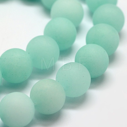 Frosted Natural Malaysia Jade Round Beads Strands G-E310-8mm-03-1