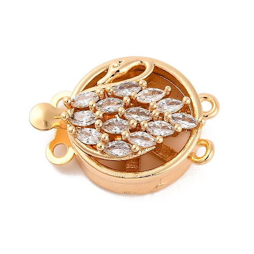 Brass Micro Pave Clear Cubic Zirconia Box Clasps KK-C076-10G-1