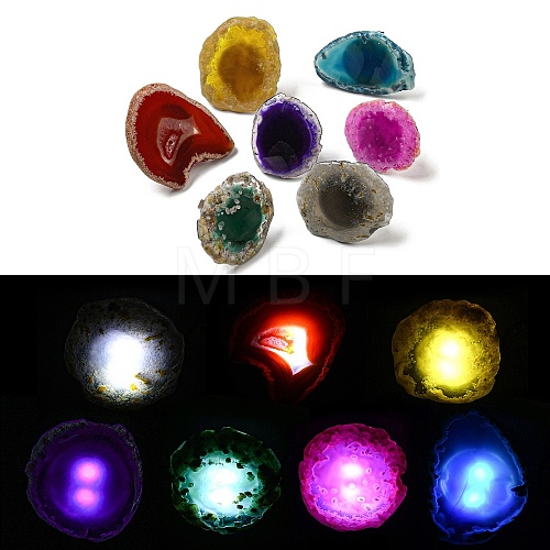 Dyed & Heatsd Natural Agate Slice USB Night Light Decoration G-Q170-01-1