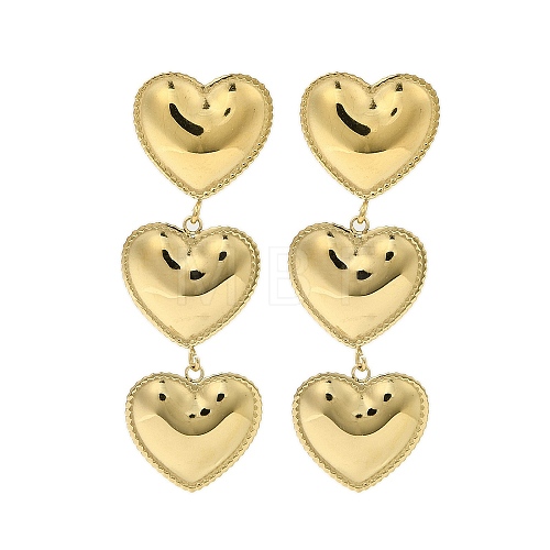 304 Stainless Steel Heart Dangle Stud Earrings for Women EJEW-U020-05G-1