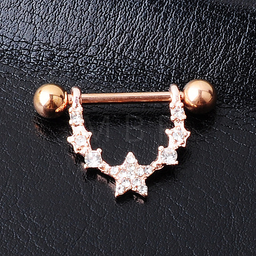 Alloy Crystal Rhinestone Star Nipple Rings WG581B5-01-1