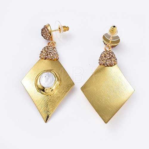 Brass Dangle Stud Earrings EJEW-E249-36A-1