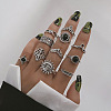 11Pcs Oval/Cross/Sun Alloy Resin Finger Rings FS-WG08CD1-10-1