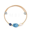 Round & Oval Natural Apatite & Lapis Lazuli & Dyed Quartz & Cultured Freshwater Pearl & Non-magnetic Synthetic Hematite Beaded Bangles BJEW-JB14080-01-3