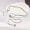 White Round Plastic Pearl Tassel 304 Stainless Steel Round Snake Chain Lariat Necklaces for Women WG7536F-01-2