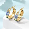 Brass Enamel Hoop Earrings for Women EJEW-K335-01G-01-1