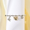 Brass Micro Pave Clear Cubic Zirconia Charm Bangles for Women BJEW-Z089-04G-2