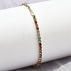 304 Stainless Steel Paperclip Chain & Rhinestone Cup Chains  Bracelets for Women BJEW-D456-06G-03-1