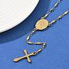 201 Stainless Steel Rosary Bead Necklaces NJEW-B143-05G-2
