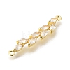 Brass Pave Clear Cubic Zirconia Leaf Links Connector Charms KK-Z156-15G-2