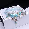 2Pcs 2 Styles Plastic & Glass Beaded Stretch Bracelets FS-WGE3E77-03-1