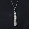 Natural Quartz Crystal Six-Sided Prism Healing Dowsing Pendulum Pendant Iron Cable Chain Necklaces for Divination HM5691-2-1