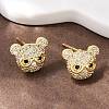 Brass Micro Pave Clear Cubic Zirconia Stud Earrings EJEW-F400-26B-G-3