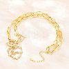 Mother's Day Brass Pave Clear Cubic Zirconia Mama Heart Pendant Necklaces NJEW-A071-04G-3