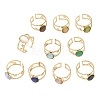 304 Stainless Steel with Glass Cat Eye Cuff Rings for Women RJEW-K309-40C-4