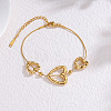 304 Stainless Steel Heart Snake Chain Bracelets for Women WG0154D-01-1