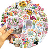 50Pcs Flower PVC Adhesive Waterproof Stickers Self-Adhesive Stickers PW-WGA0794-01-4