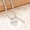 Mother's Day Brass Micro Pave Clear Cubic Zirconia Mom Heart Pendant Necklaces for Women NJEW-A071-06A-P-3