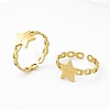 Ion Plating(IP) 304 Stainless Steel Star Cuff Ring for Women RJEW-C060-10G-4