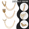 6Pcs 6 Style Lion & Eagle & Deer Rhinestone Safety Pin Brooches JEWB-WR0001-01-3
