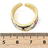 Brass Micro Pave Cubic Zirconia Enamel Cuff Rings for Women RJEW-L113-019G-04-5