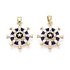 Brass Micro Pave Clear Cubic Zirconia and Enamel Pendants KK-T075-91B-G-1