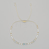 Bohemian Faceted Rondelle Natural Aquamarine and Glass Heishi Braided Bead Bracelets for Women FE7255-8-1