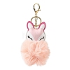 Imitation Rex Rabbit Fur Ball & PU Leather Fox Pendant Keychain KEYC-K018-04KCG-01-1