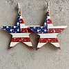 Flag Color Star Wood Dangle Earrings GUQI-PW0001-162B-1