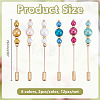 12Pcs 6 Colors Brass & Baking Paint Glass Pearl Round Beads & 304 Stainless Steel Brooches JEWB-HY00007-2