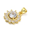 Flower Rack Plating Brass Micro Pave Cubic Zirconia Pendants KK-G513-92G-02-2